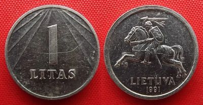 Лот: 22269397. Фото: 1. (№2088/10/LK) 1 лит 1991 (Литва... Страны СНГ и Балтии