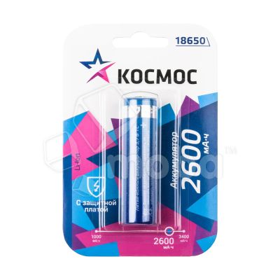 Лот: 19672248. Фото: 1. АКБ Космос 18650 3.7V 2600 mAh... Аккумуляторы