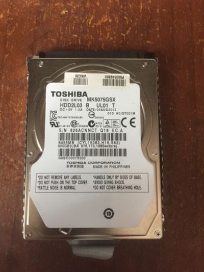 Лот: 17561951. Фото: 1. Жёсткий диск 2.5 (500gb) Toshiba. Жёсткие диски (HDD)