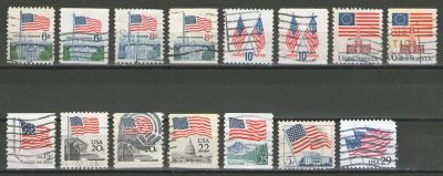 Лот: 16065153. Фото: 1. Лот марок США с 1963 года. Флаги... Марки
