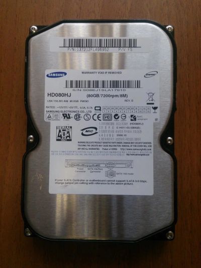 Лот: 10000660. Фото: 1. Жесткий диск HDD Samsung HD080HJ... Жёсткие диски (HDD)
