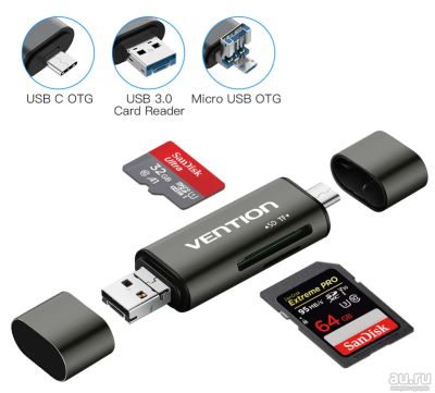 Лот: 13413866. Фото: 1. Vention SD Card Reader USB-C/USB... Картридеры