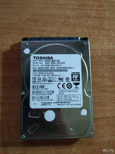 Лот: 13690813. Фото: 1. Жёсткий диск Toshiba 1000GB MQ01ABD100. Жёсткие диски (HDD)