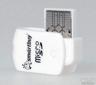 Лот: 17906371. Фото: 1. Картридер Smartbuy MicroSD, белый... Картридеры