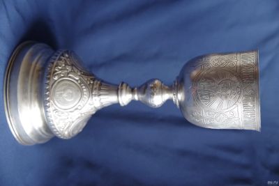 Лот: 11912933. Фото: 1. Старинный серебряный потир с чашей... Ювелирные изделия