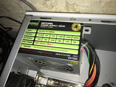 Лот: 6862264. Фото: 1. Блок питания на 580Watt Gview. Корпуса, блоки питания