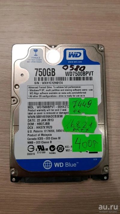 Лот: 13002061. Фото: 1. HDD 2.5" Western Digital 750Gb... Жёсткие диски (HDD)