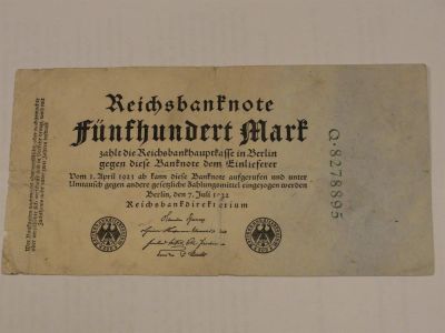 Лот: 3459214. Фото: 1. 500 марок 1922 год Германия. Германия и Австрия
