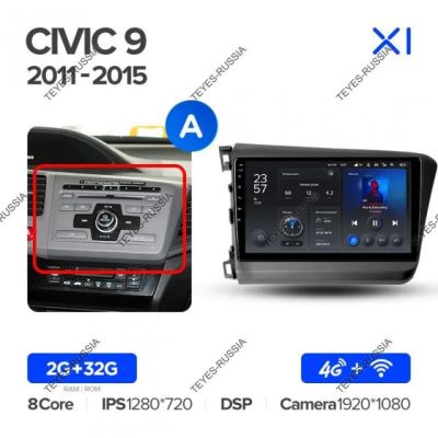 Лот: 20758444. Фото: 1. Магнитола Teyes X1 Honda Civic... Автомагнитолы
