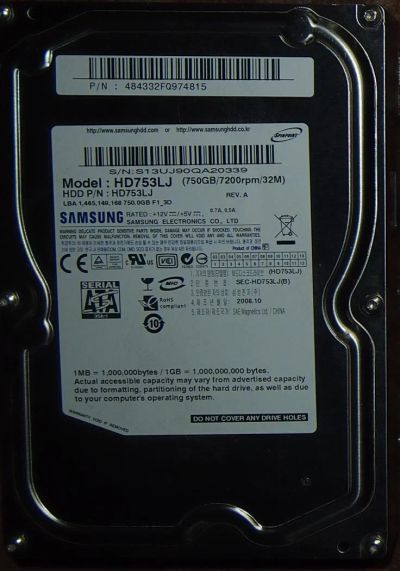 Лот: 4901903. Фото: 1. 750 Gb, 7200 RPM, Sata Samsung... Жёсткие диски (HDD)