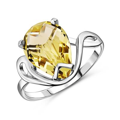 Лот: 23843179. Фото: 1. Серебряное кольцо с цитрином и... Кольца, перстни