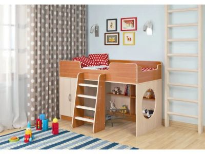 Лот: 3437212. Фото: 1. Детская кровать Л-2. Цвет: ольха... Детские кровати и кроватки