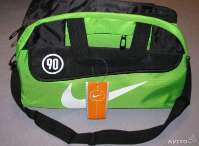 Лот: 5826809. Фото: 1. Сумка спортивная Nike. Чёрно-салатовая... Сумки
