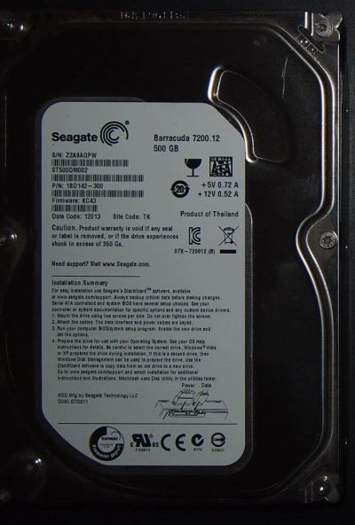 Лот: 4816862. Фото: 1. 500 Gb, 7200 RPM Sata, Seagete... Жёсткие диски (HDD)