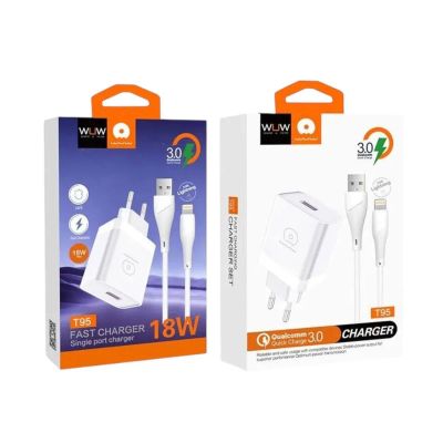Лот: 25794808. Фото: 1. СЗУ WUW T-95 1*USB-A QC3.0 18W... Зарядные устройства, блоки питания, адаптеры сетевые для смартфонов