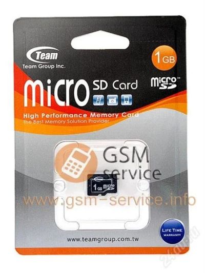 Лот: 1350701. Фото: 1. 1GB Карта памяти MicroSD Team. Карты памяти