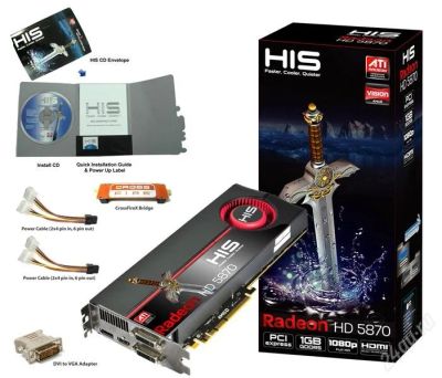 Лот: 2404181. Фото: 1. HIS HD 5870 1GB (256bit) GDDR5... Видеокарты