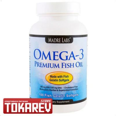 Лот: 9952736. Фото: 1. Омега 3 рыбий жир Madre Labs Omega... Спортивное питание, витамины