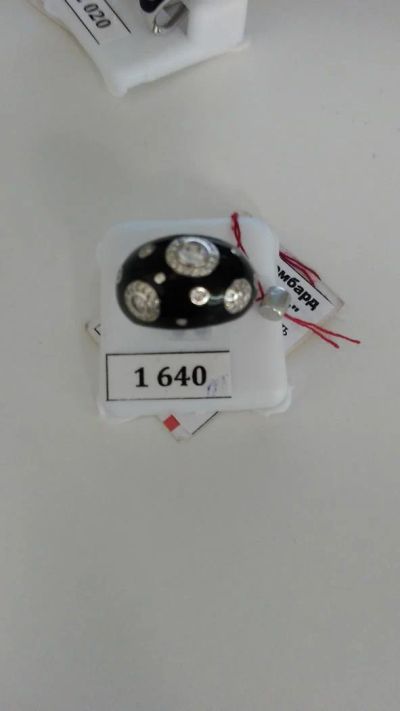 Лот: 8099369. Фото: 1. Кольцо 925 черная эмаль с фианитами. Кольца, перстни