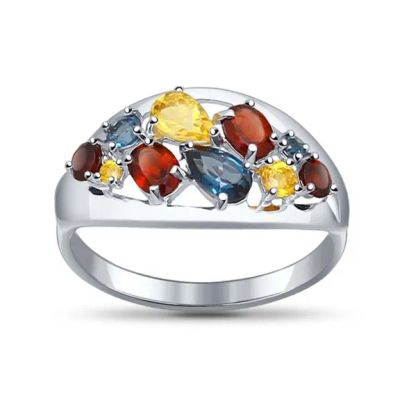 Лот: 23843387. Фото: 1. Серебряное кольцо с гранатом и... Кольца, перстни