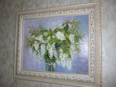 Лот: 2946069. Фото: 1. Картина "Черемуха" 40*50 Х.М. Картины, гравюры