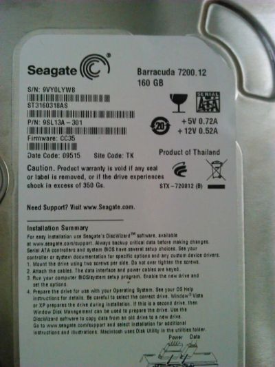 Лот: 5374107. Фото: 1. Жесткий диск seagate barracuda... Жёсткие диски (HDD)