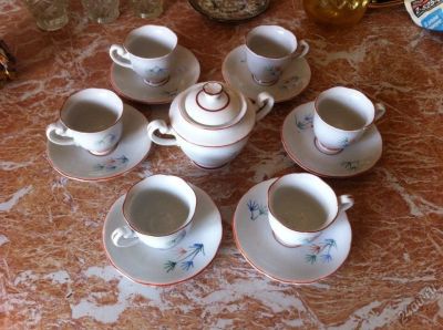 Лот: 5686747. Фото: 1. Кофейный сервиз без чайника... Фарфор, керамика