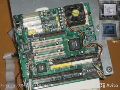 Лот: 5909778. Фото: 1. раритетная Мать на PGA370 + Проц... Материнские платы