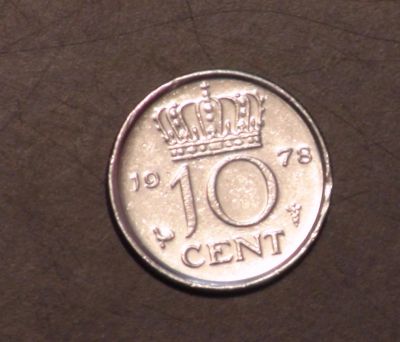 Лот: 4031630. Фото: 1. 10 центов Нидерланды 1978 г... Европа