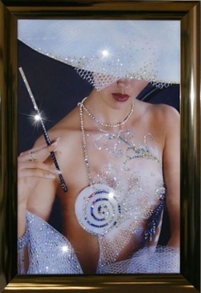 Лот: 21290953. Фото: 1. Картина Дама с кристаллами Swarovski... Другое (сувениры, подарки)