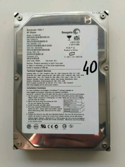 Лот: 11183929. Фото: 1. Ide 40Gb Seagate Barracuda 7200... Жёсткие диски (HDD)