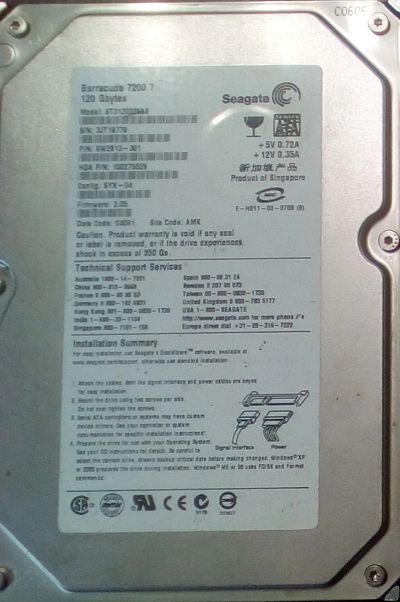 Лот: 16786796. Фото: 1. Винчестер Seagate Baracuda 120Gb... Жёсткие диски (HDD)