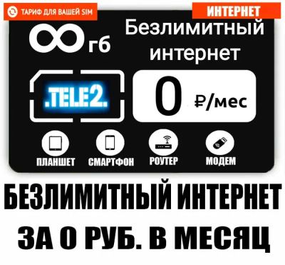 Лот: 19388488. Фото: 1. Безлимит интернет 0 руб в месяц... SIM-карты, телефонные номера
