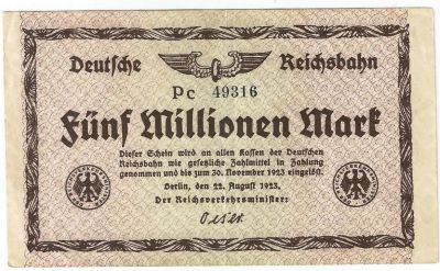 Лот: 16920160. Фото: 1. 5 000 000 марок 1923 год . Германия... Германия и Австрия