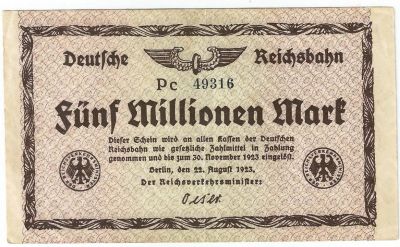 Лот: 16920160. Фото: 1. 5 000 000 марок 1923 год . Германия... Германия и Австрия