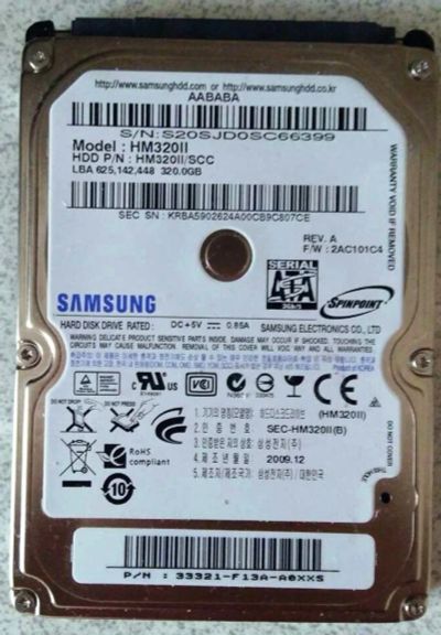 Лот: 10978739. Фото: 1. 2.5 дюйма 320GB Samsung HM320II... Жёсткие диски