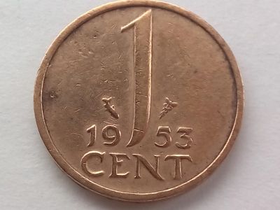 Лот: 20974250. Фото: 1. Монета Нидерландов 1 цент, 1953. Европа