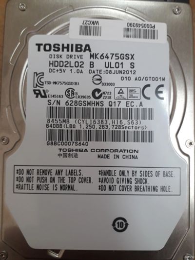 Лот: 14997644. Фото: 1. Жёсткий диск HDD 640 Gb Toshiba... Жёсткие диски (HDD)