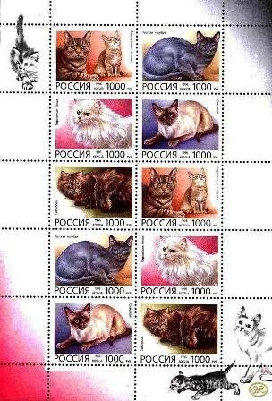 Лот: 17870633. Фото: 1. 1996, 23 марта. Домашние кошки... Марки