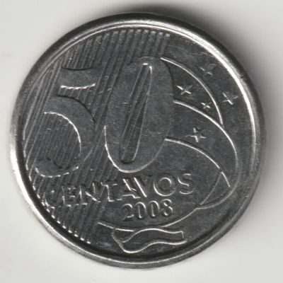 Лот: 16344464. Фото: 1. Бразилия 50 сентаво 2008. Америка