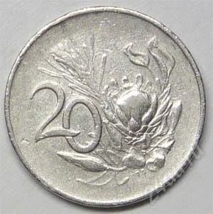 Лот: 1173610. Фото: 1. ЮАР. 20 цент 1965г. (2). Африка