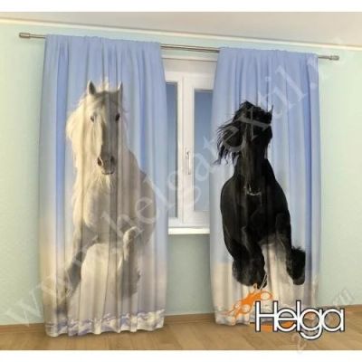 Лот: 2552033. Фото: 1. Фотошторы Лошади. Шторы, тюль