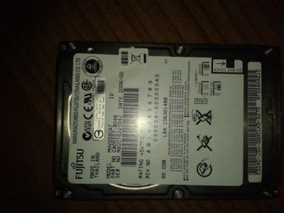 Лот: 4851291. Фото: 1. Fujitsu 80Gb + Переходник IDE... Жёсткие диски (HDD)