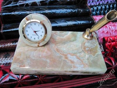 Лот: 287329. Фото: 1. Часы и подставка под ручку из... Другое (сувениры, подарки)