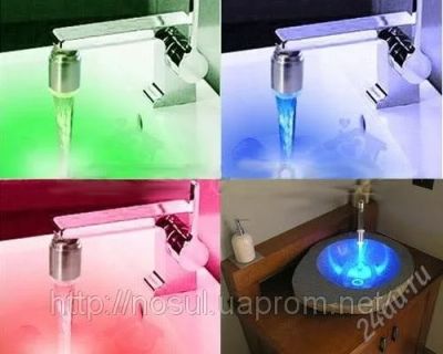 Лот: 1770286. Фото: 1. LED Подсветка для крана (турбинный... Смесители