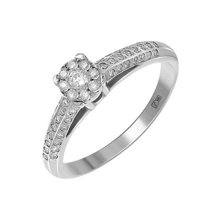 Лот: 23822739. Фото: 1. Золотое кольцо с бриллиантами. Кольца, перстни