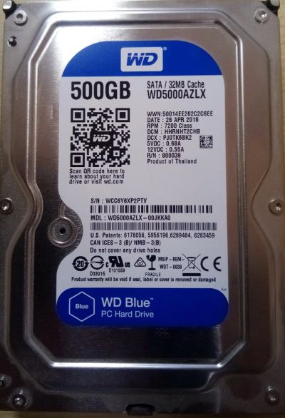 Лот: 17279196. Фото: 1. Жесткий диск 500ГБ WD Blue [WD5000AZLX... Жёсткие диски