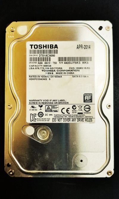 Лот: 15400965. Фото: 1. Жесткий диск Toshiba 500gb. Жёсткие диски