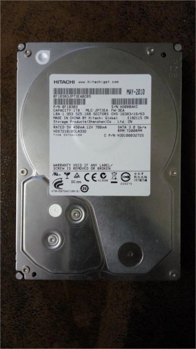 Лот: 10831775. Фото: 1. Жесткий диск Hitachi 1Tb. Жёсткие диски (HDD)
