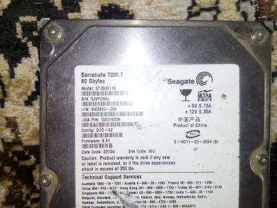 Лот: 11274722. Фото: 1. HDD 80Gb Seagate ide. Жёсткие диски (HDD)